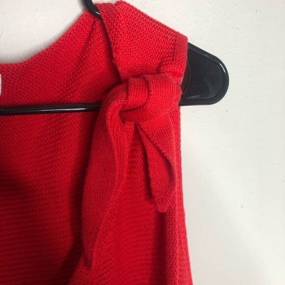 2/$30 Ava & Viv Cherry Red V-Neck Sweater Tie Shoulder Knit Tank - Picture 8 of 10